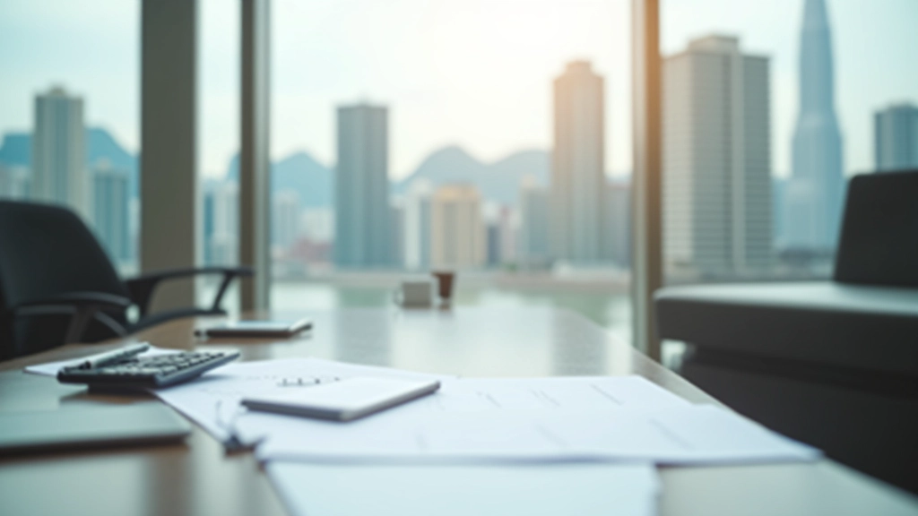 Financial planning workspace with savings materials and professional desk setup